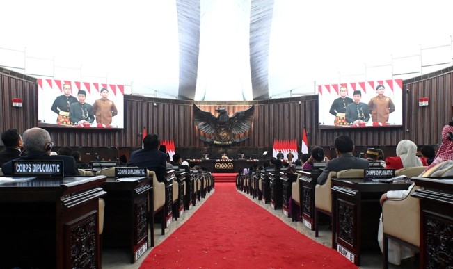 Presiden Joko Widodo (Jokowi) menyampaikan pidato kenegaraan di Gedung Nusantara MPR/DPR/DPD RI, Jakarta, pada Jumat, 16 Agustus 2024. [Dok. Setpres]